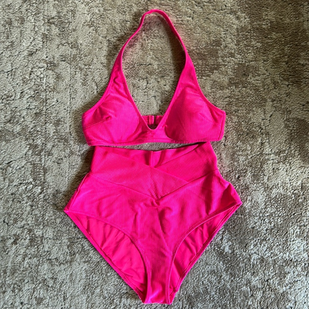 Aerie Pink Bikini Set with Halter Neck